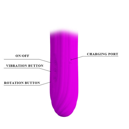 12 Vibrations Ribbed Silicone Rotary Rod