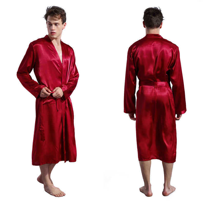 Men's Sleek Solid Color Belt Robe Huge Variety