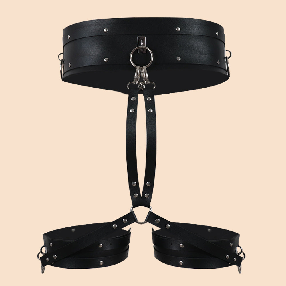 Sexy Binding Leather Bracelet With Leg Ring All-Match Belt Waist Chain