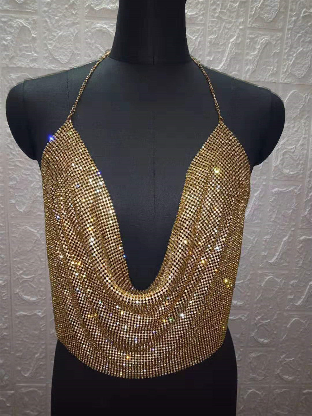 Diamond Rhinestones Chain Sling Cami Top