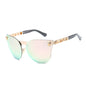 Holographic Tinted Solid Clear Frame Skull Detail Embellished Sunglasses