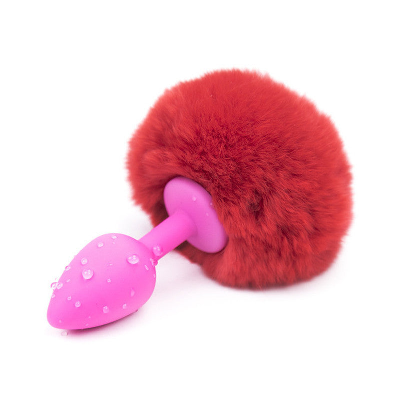 Colorful Furry Bunny Tail Silicone Anal Plug