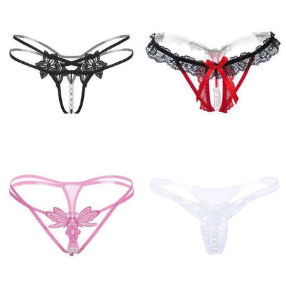 Embellished 4-Pack Thong Women's Cutout G-String Huge Variety