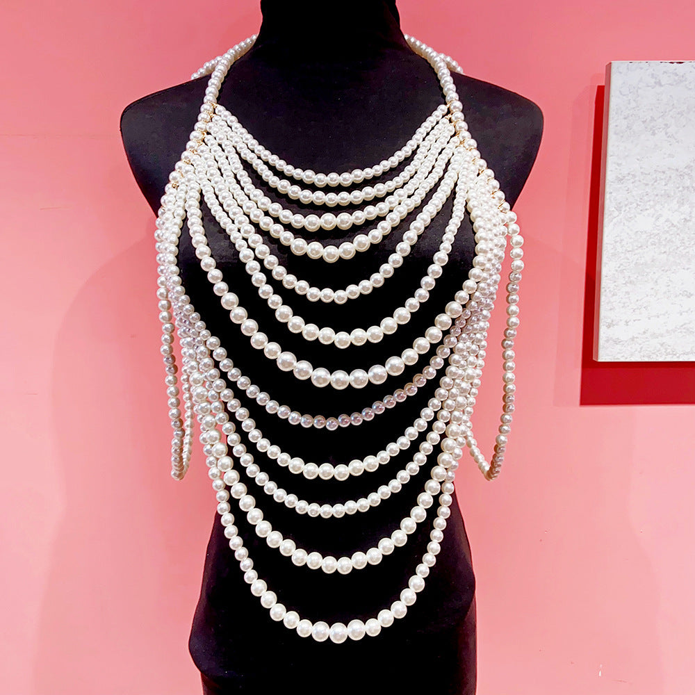 Hand-Woven Retro Multi-Layer Imitation Pearl Body Chains