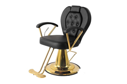 Golden Accent Leather Massage Barber Hair Salon Chair