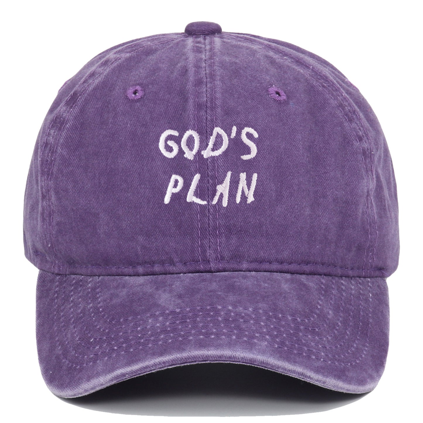 "GODS PLAN" Embroidered Baseball Cap Pure Cotton Washed Hat