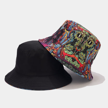 Graffiti Exterior Double-Sided Reverse Black Interior Bucket Hat