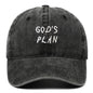 "GODS PLAN" Embroidered Baseball Cap Pure Cotton Washed Hat