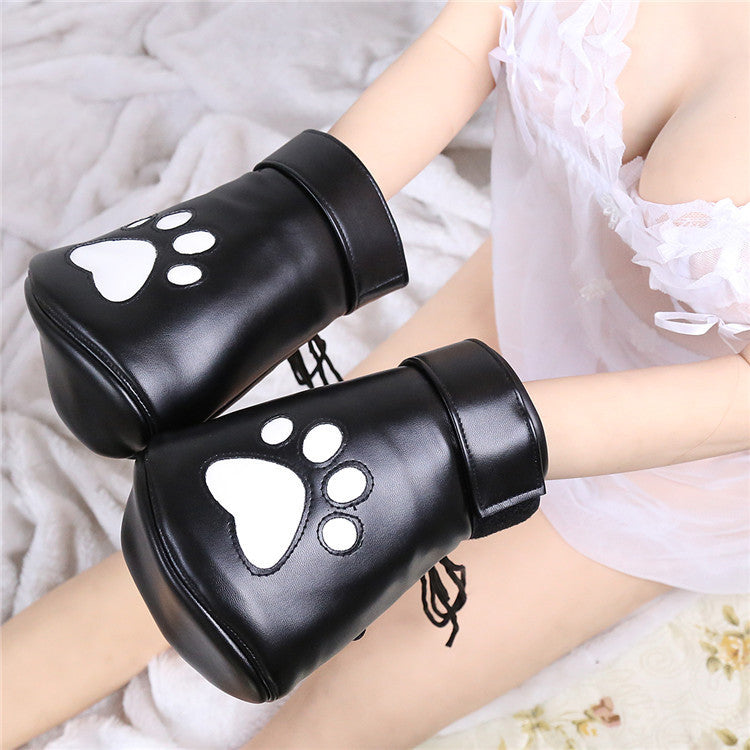 Sponge Filled Paw Gloves Leather PU Handcuffs