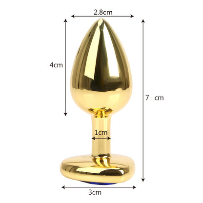 Love Heart Diamond Gold Butt Plug