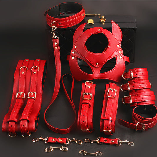 Leash-Collar Cuff-Link Temperament Bondage Training Set Multiple Colors