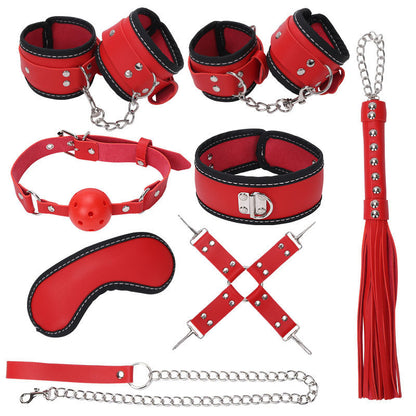 Ball Gag Sexy 8 Piece Set Training Bondage And Discipline Set Plush Leather Handcuffs