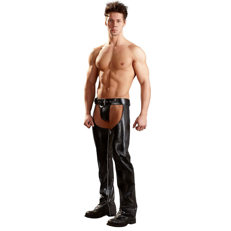 Exotic Gothic Men Sexy Crotch Pole Dance Pants Leather