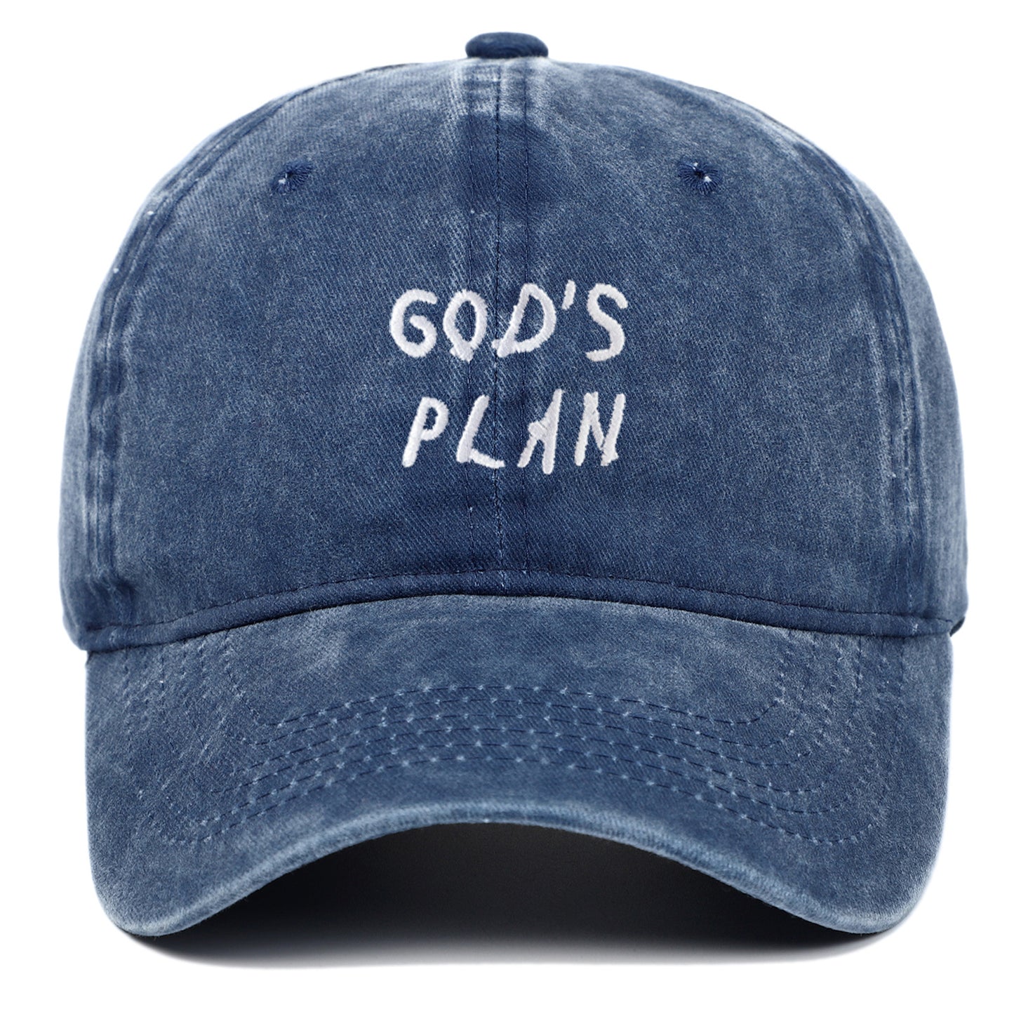 "GODS PLAN" Embroidered Baseball Cap Pure Cotton Washed Hat