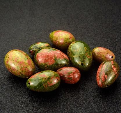 Drilled Natural Unakite Yoni Egg