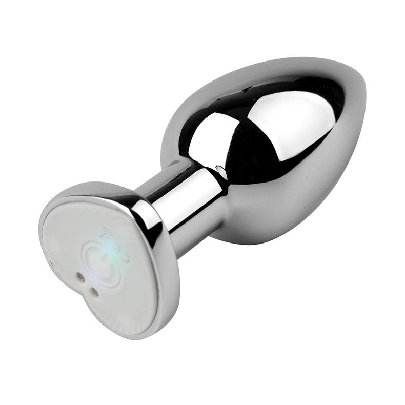 Luminous App Remote Control Metal Heart-Shaped Anal Plug