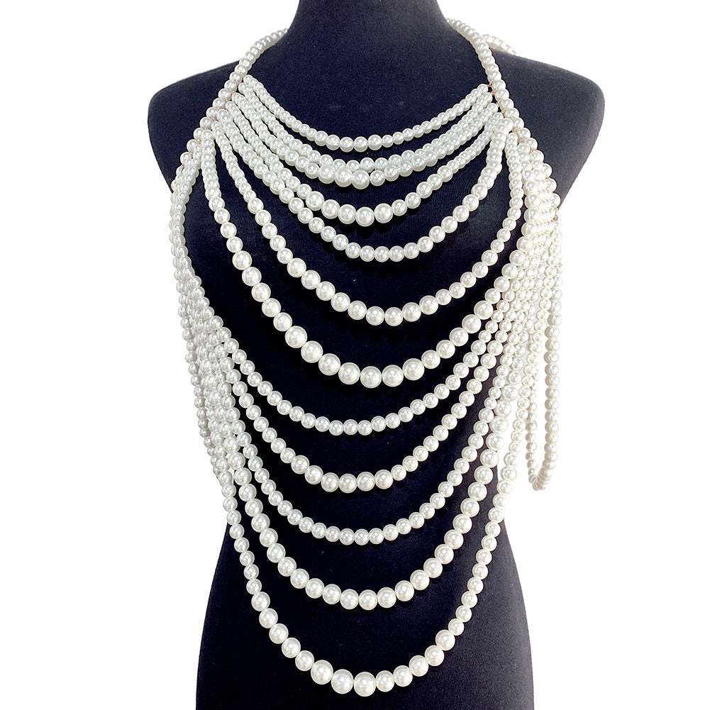 Hand-Woven Retro Multi-Layer Imitation Pearl Body Chains