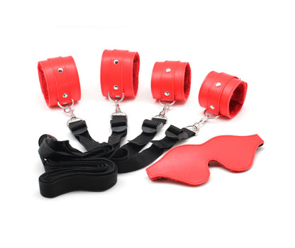 Bed Bondage Straps Leather Handcuffs Footcuff