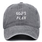 "GODS PLAN" Embroidered Baseball Cap Pure Cotton Washed Hat