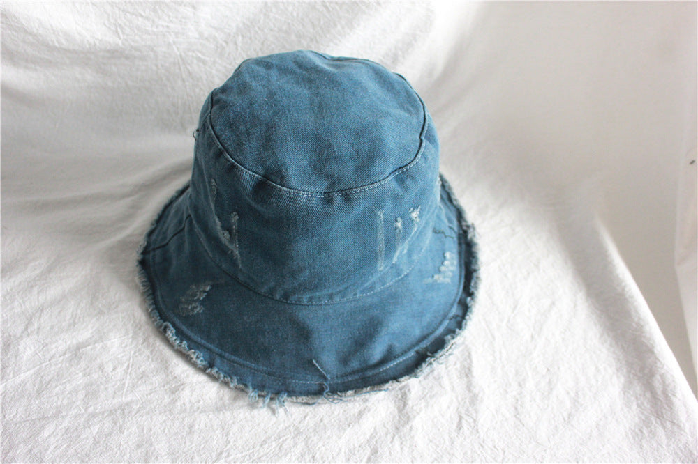 Sunshade Raw Edge Denim Bucket Hat