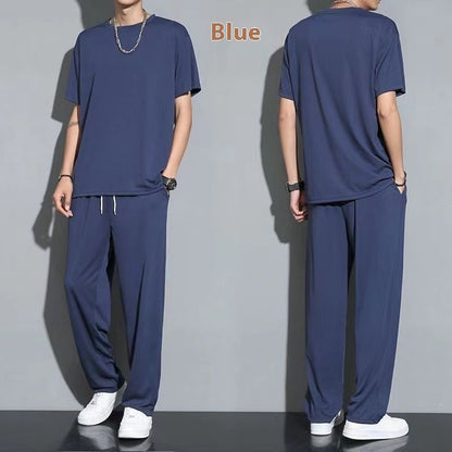 Quick-Dry 2-Set Short-Sleeved T-Shirt Ice Silk Breathable Pants