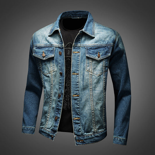 Veste en jean boutonnée à manches longues pour homme