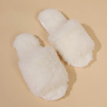 Chaussons ouverts en peluche douce et moelleuse