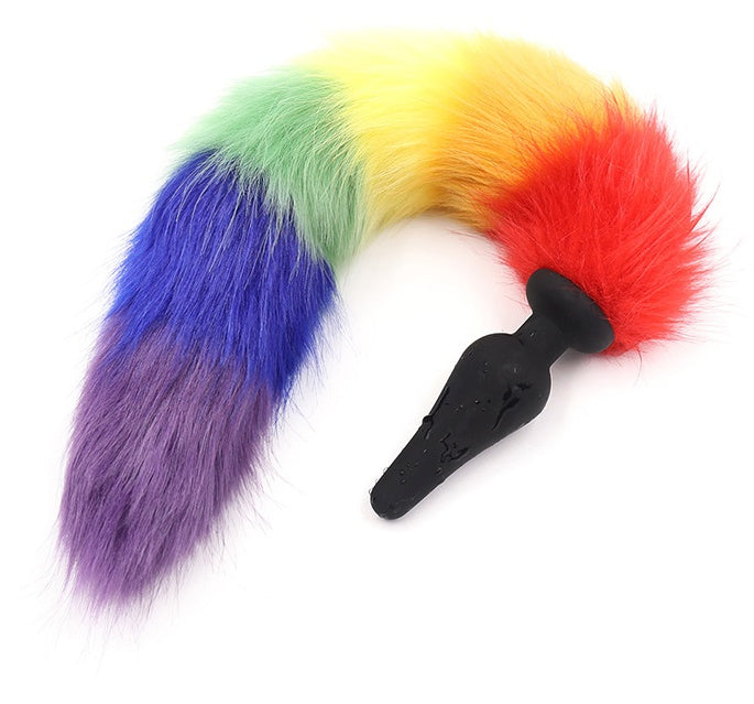 Rainbow Fox Tail Butt Plug