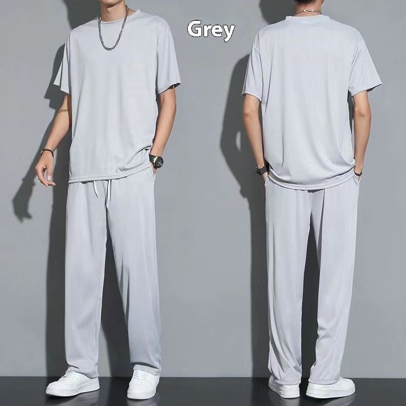 Quick-Dry 2-Set Short-Sleeved T-Shirt Ice Silk Breathable Pants