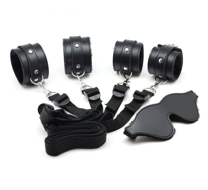 Bed Bondage Straps Leather Handcuffs Footcuff