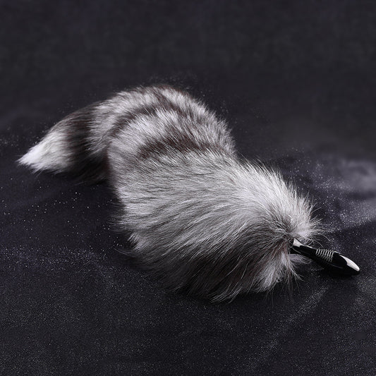 Fluffy Wool Fox Tail Metal Plug