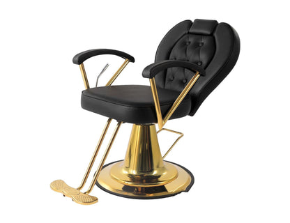 Golden Accent Leather Massage Barber Hair Salon Chair