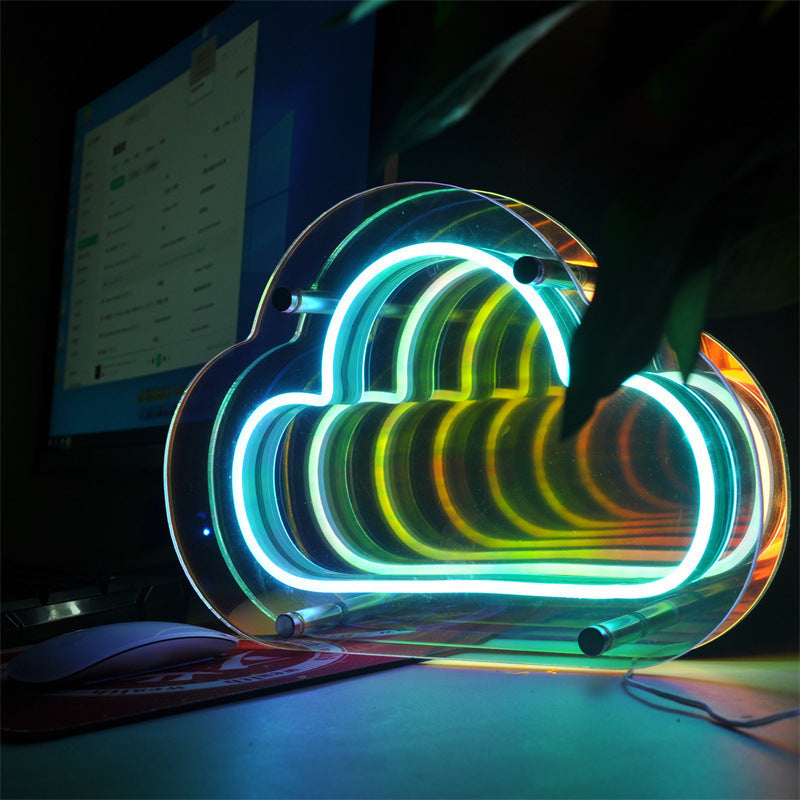 Colorful Multi-Layer Mirror Atmosphere LED USB Creative Neon Light Lamp