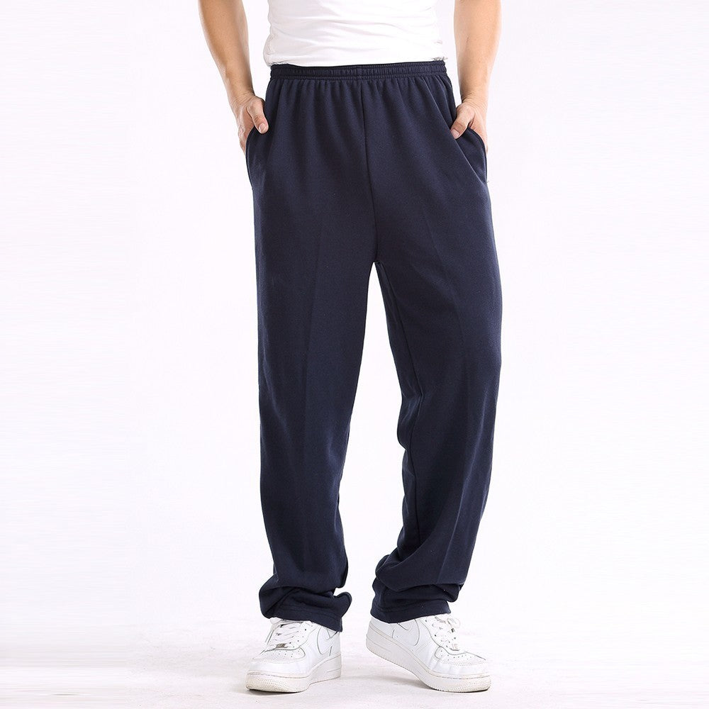 Casual Straight Solid Loose Pockets Trousers