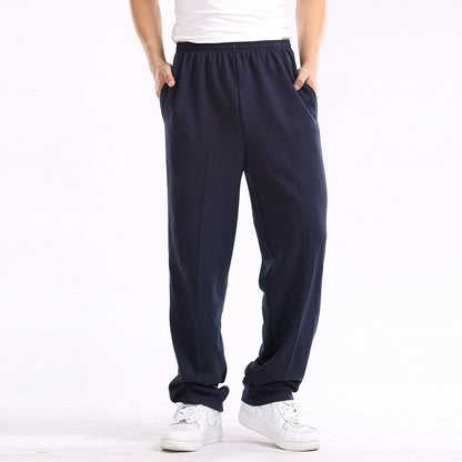 Casual Straight Solid Loose Pockets Trousers