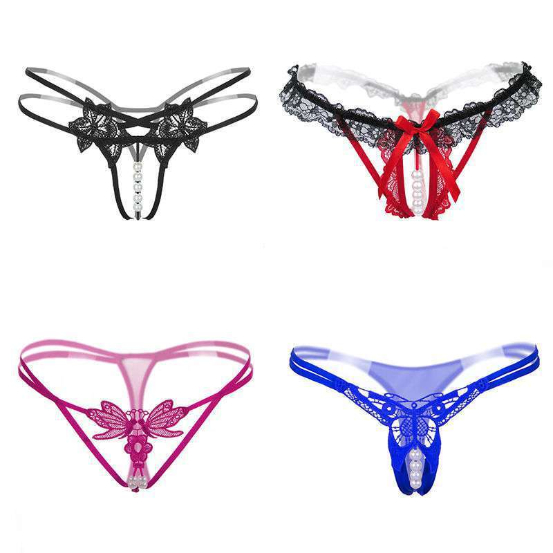 Embellished 4-Pack Thong Women's Cutout G-String Huge Variety