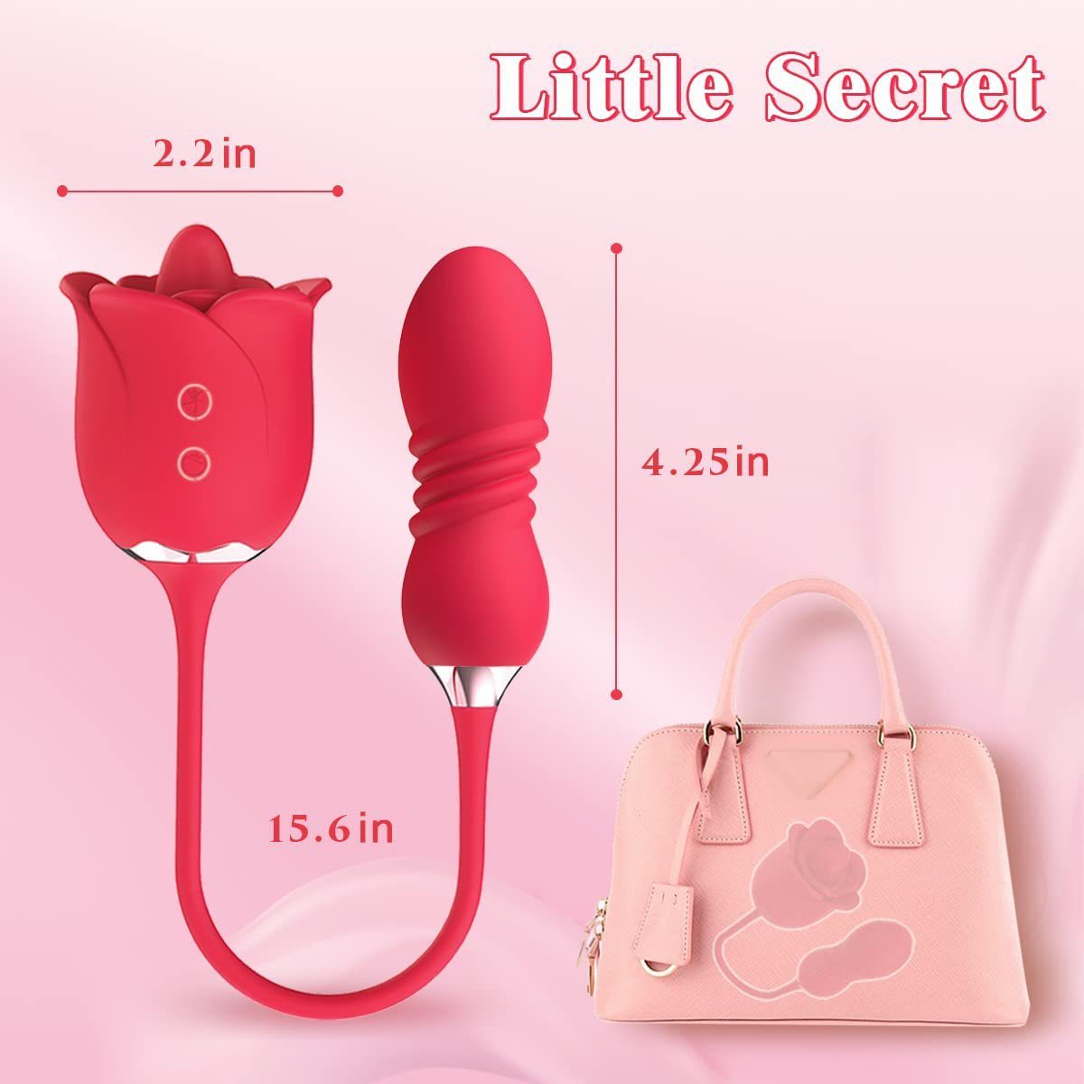 Tongue Licking Flower Head Telescopic Rose Massage Vibrator