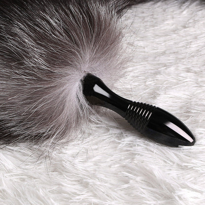 Fluffy Wool Fox Tail Metal Plug