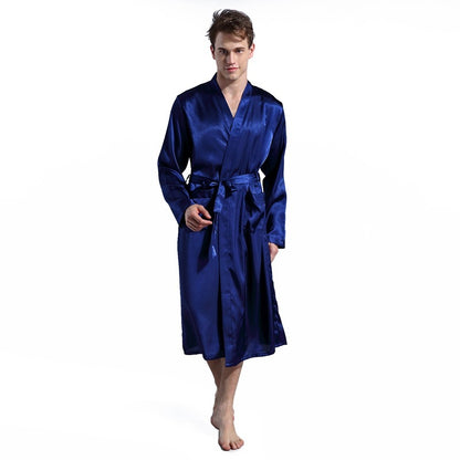 Men's Sleek Solid Color Belt Robe Huge Variety