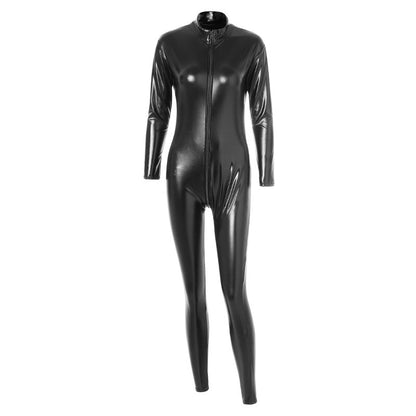 Women's Leather One-Piece Full Patent Leather Zipper Multiple Sizes