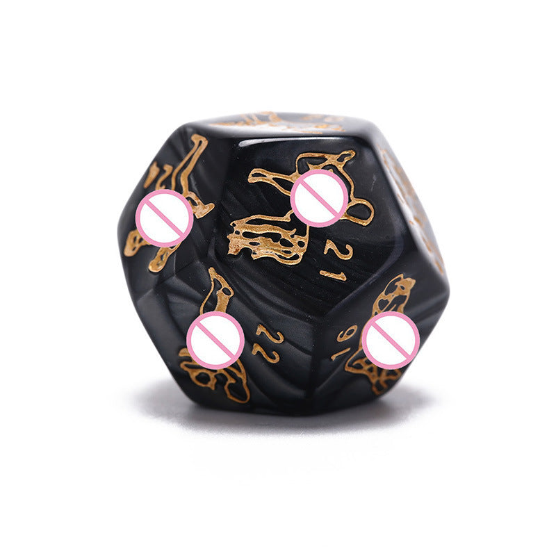 Couple's Position English 4 Dice Shiny Black & Gold