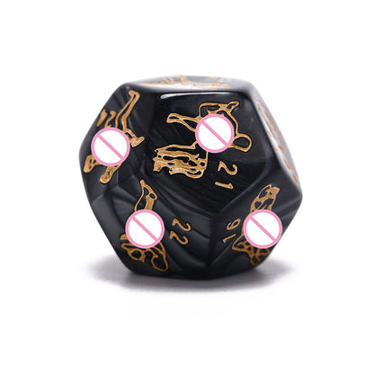 Couple's Position English 4 Dice Shiny Black & Gold