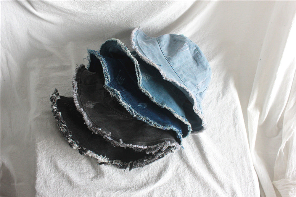 Sunshade Raw Edge Denim Bucket Hat