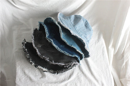 Sunshade Raw Edge Denim Bucket Hat