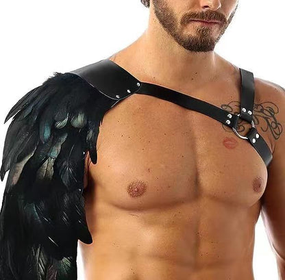 Medieval Feather Shoulder Leather Armor Chest Strap