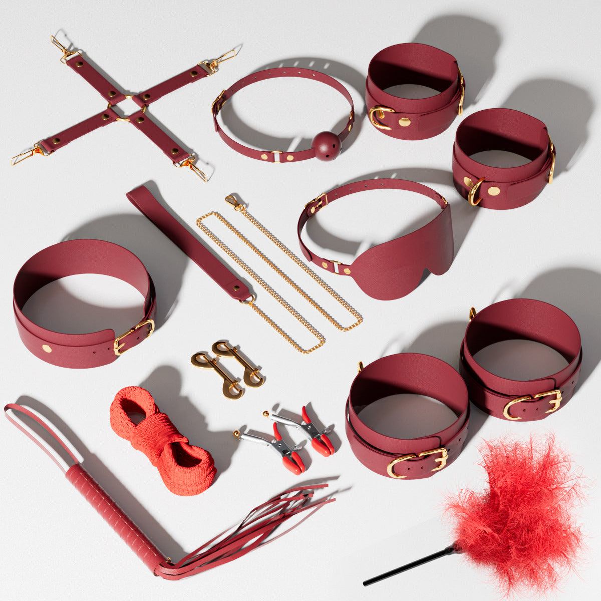 Accessoires d'entraînement de luxe haut de gamme Menottes Collier de reliure de boule de bouche Fournitures de fouet Costume