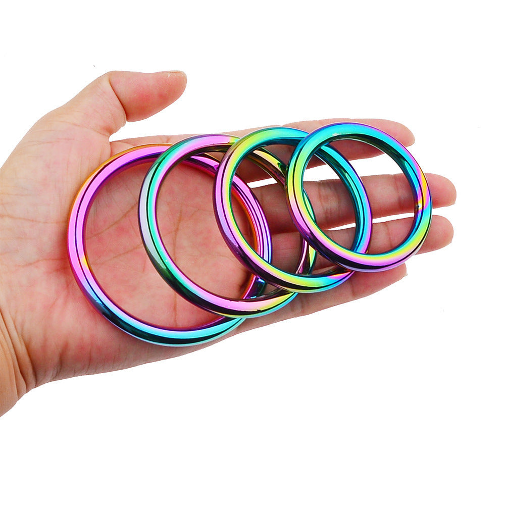 Men's Zinc Alloy Cock Colorful Horseshoe Ring