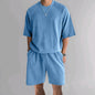 Men's Terry Casual Round Neck Short Sleeve & Shorts Set Huge Variety