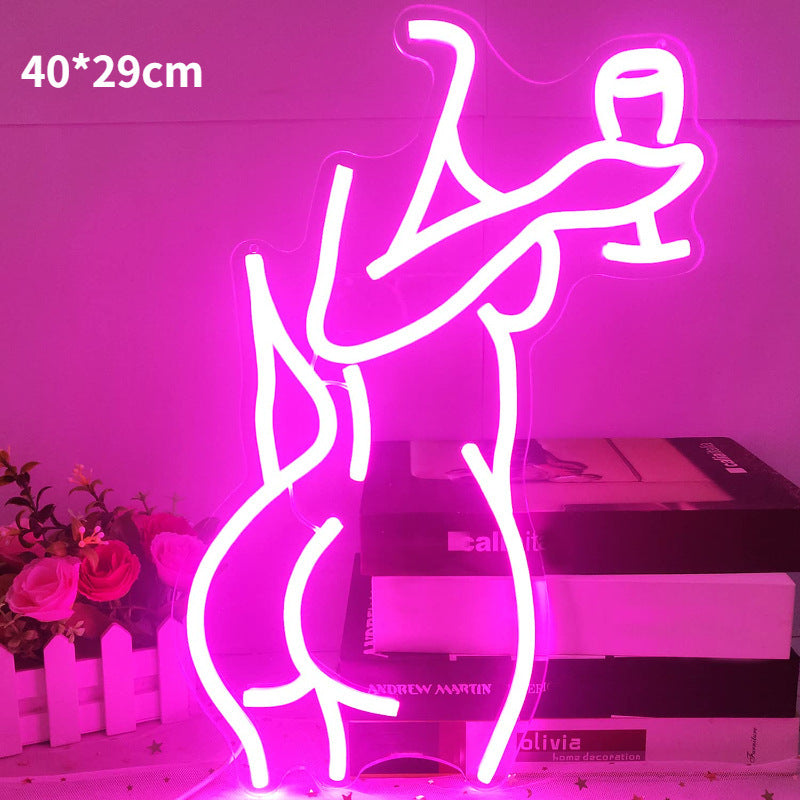 LED Back Neon Light Bar Seductive Glowing Woman Multiple Styles