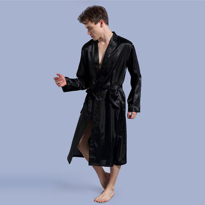 Men's Sleek Solid Color Belt Robe Huge Variety